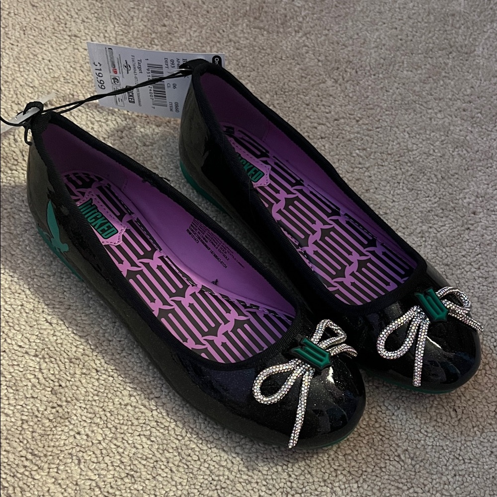 Girls Wicked Ballet Flats with Bow New